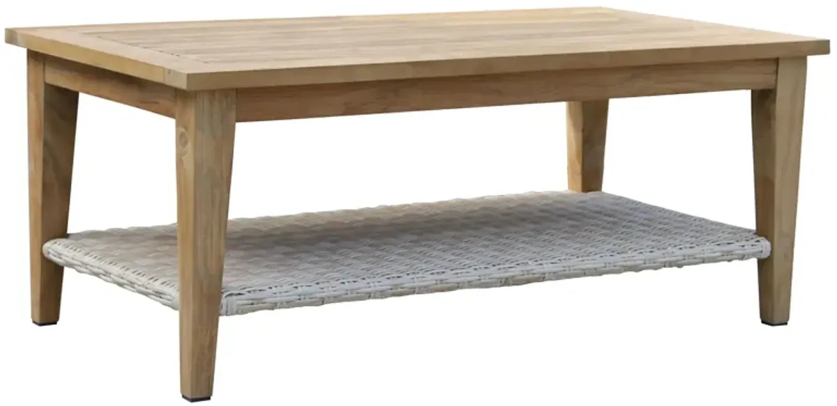 Teak and Ash Grey Wicker Coffee Table