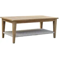 Teak and Ash Grey Wicker Coffee Table in Ash Gray by Outdoor Interiors