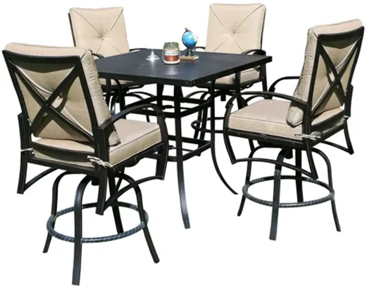 Valencia 28" Outdoor Bar Stool Set of 2 in Dupione Brown by Bellanest