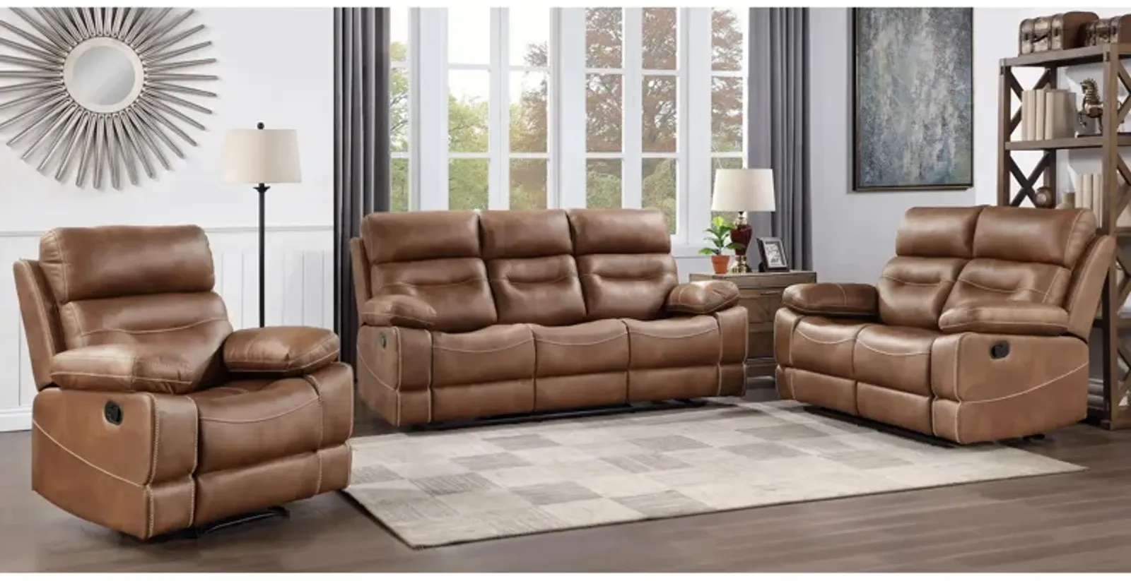 Rudger Reclining Sofa, Loveseat and Chair Set