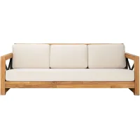 Preston Outdoor Brazilian Teak 3-Seat Sofa