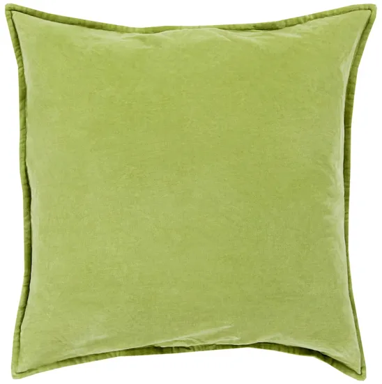 Cotton Velvet 18" Down Throw Pillow in Grass Green by Surya