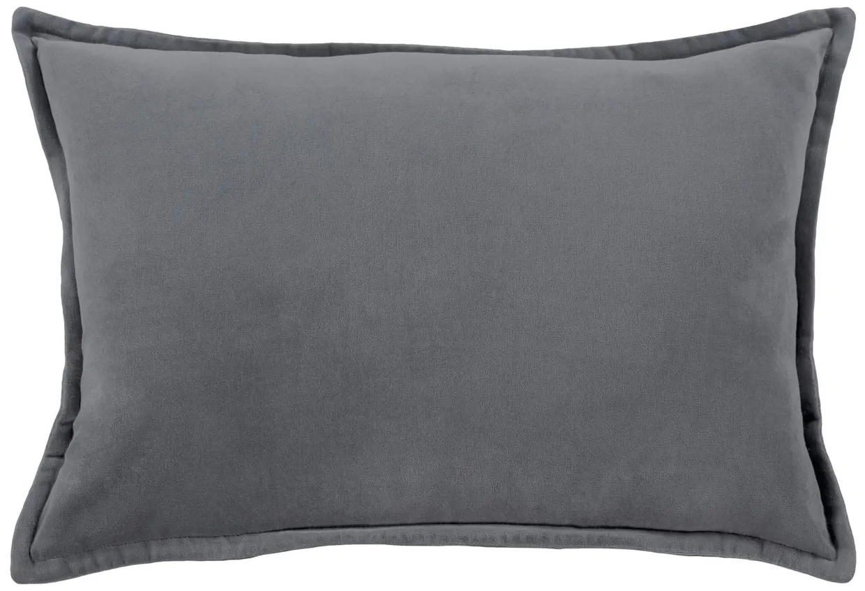 Cotton Velvet 13" x 19" Throw Pillow in Charcoal by Surya