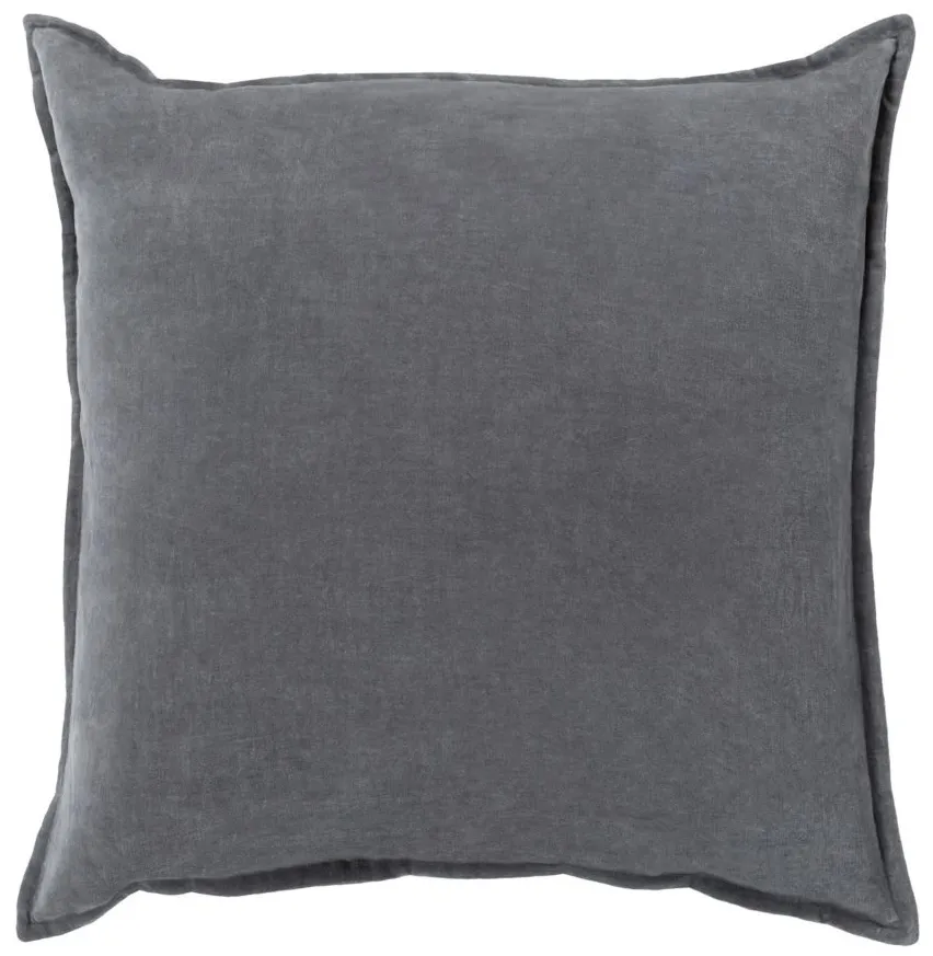 Cotton Velvet 18" Throw Pillow in Charcoal by Surya