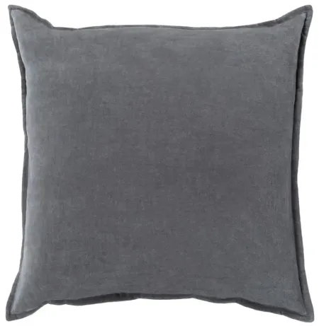 Cotton Velvet 20" Down Throw Pillow in Charcoal by Surya