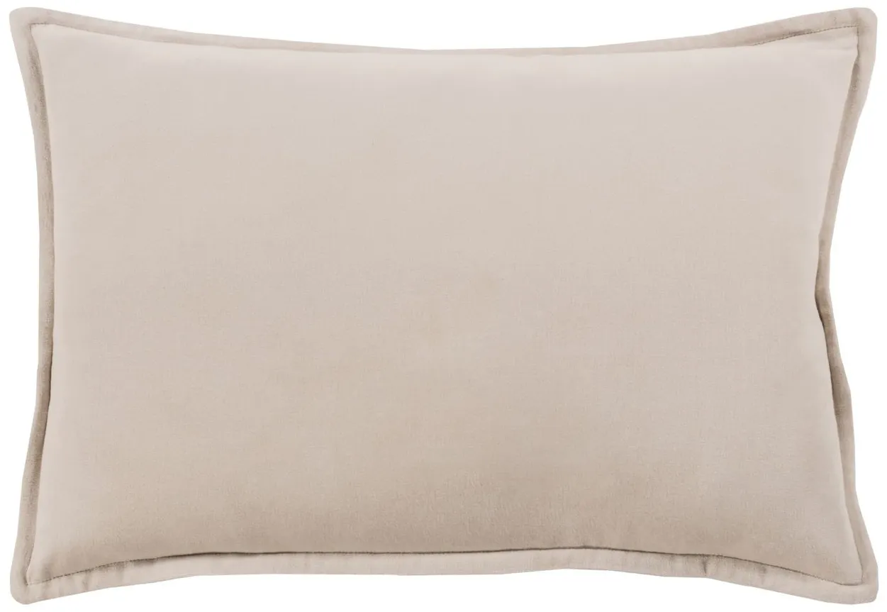 Cotton Velvet 13" x 19" Throw Pillow in Beige by Surya