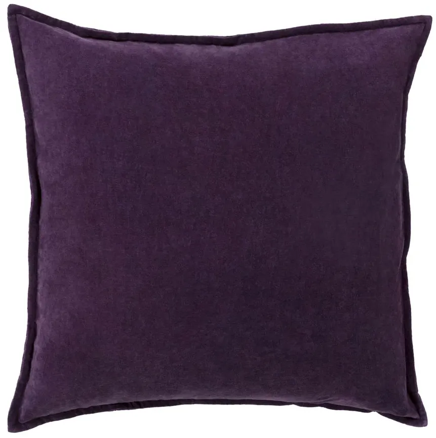 Cotton Velvet 20" Throw Pillow in Dark Purple by Surya