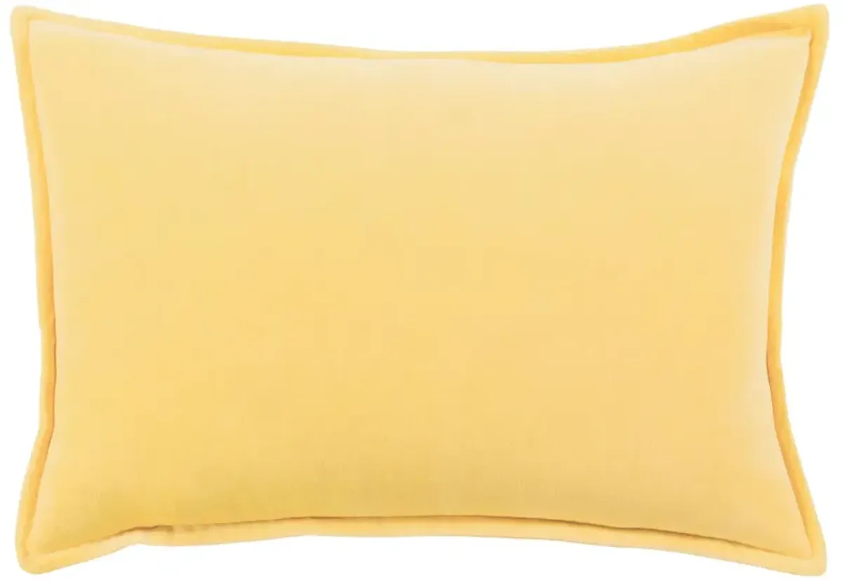 Cotton Velvet 13" x 19" Throw Pillow in Bright Yellow by Surya