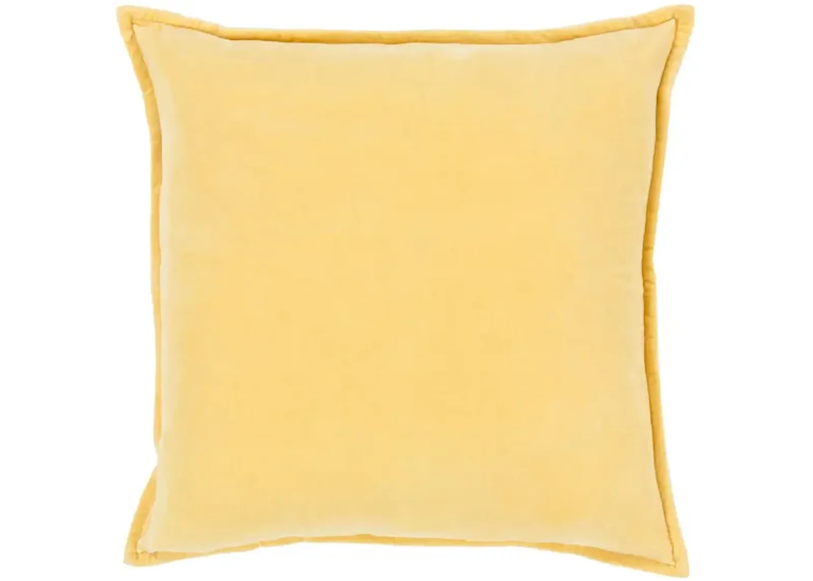 Cotton Velvet 20" Down Throw Pillow in Bright Yellow by Surya