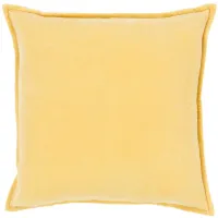 Cotton Velvet 20" Down Throw Pillow in Bright Yellow by Surya