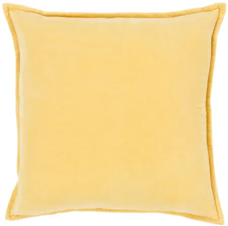 Cotton Velvet 20" Down Throw Pillow in Bright Yellow by Surya