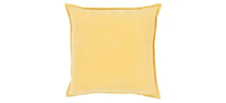 Cotton Velvet 22" Throw Pillow in Bright Yellow by Surya