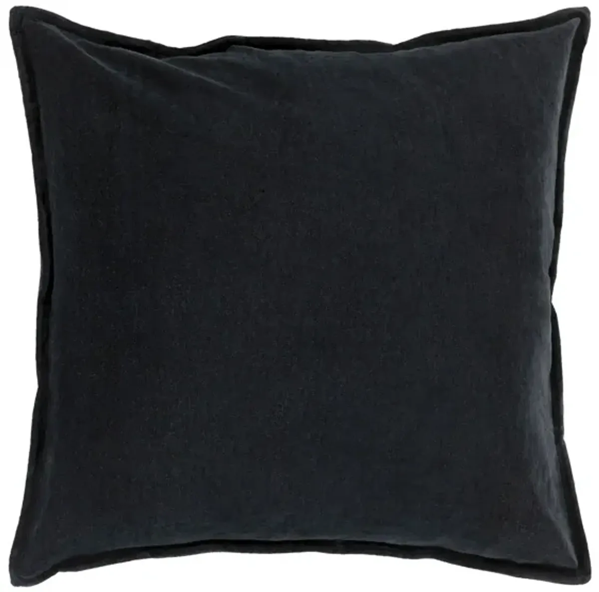 Cotton Velvet 20" Down Throw Pillow in Black by Surya