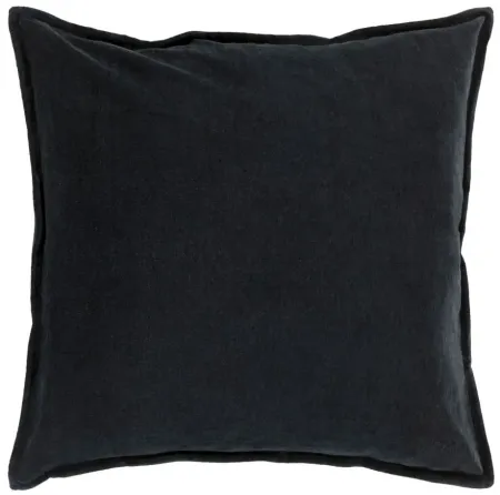 Cotton Velvet 20" Down Throw Pillow in Black by Surya