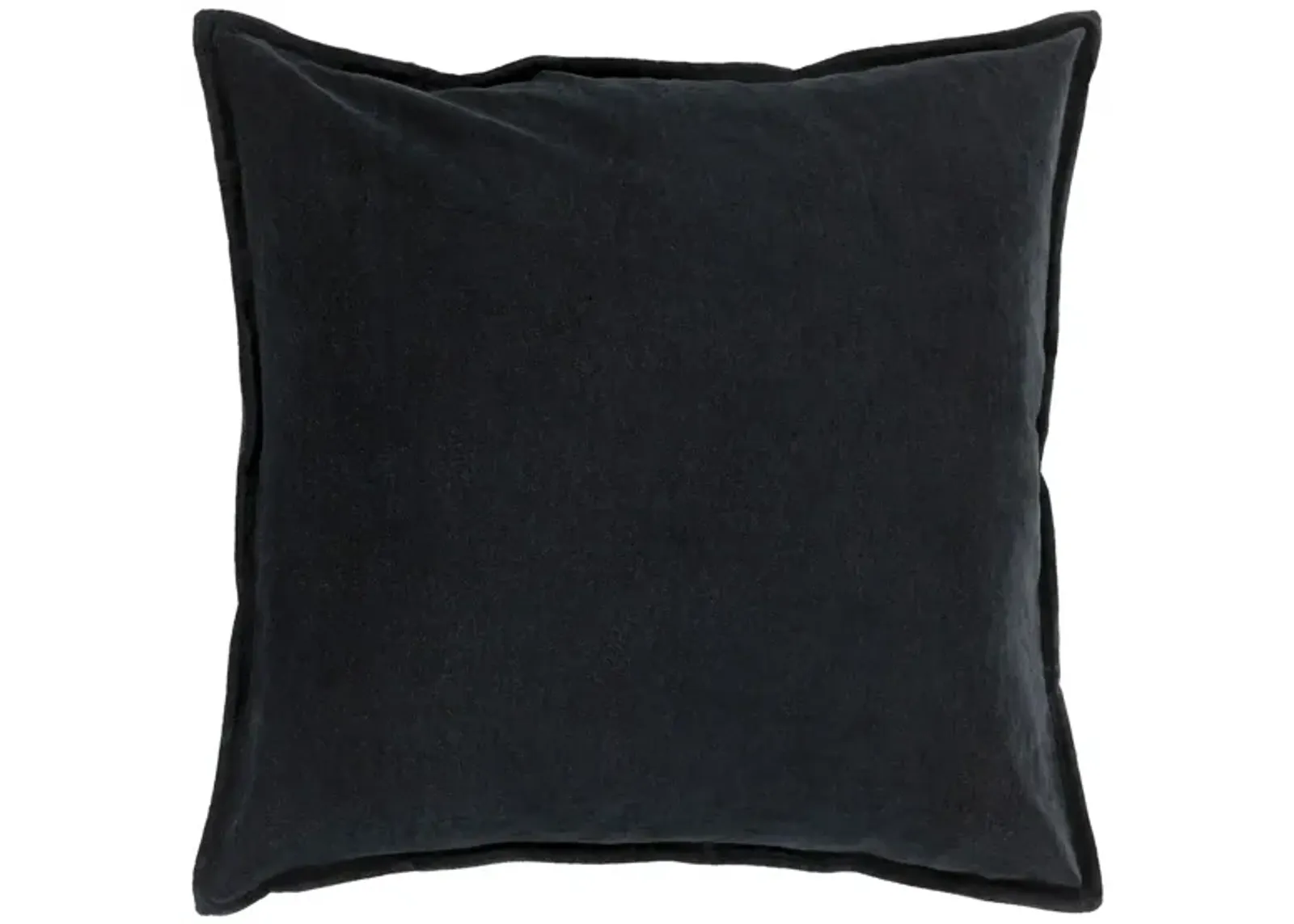 Cotton Velvet 20" Down Throw Pillow in Black by Surya