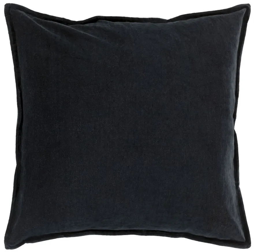 Cotton Velvet 20" Throw Pillow in Black by Surya