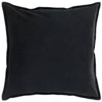 Cotton Velvet 22" Down Throw Pillow in Black by Surya