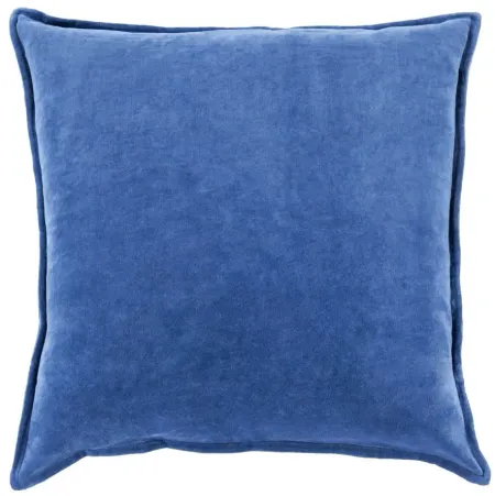 Cotton Velvet 20" Down Throw Pillow in Dark Blue by Surya