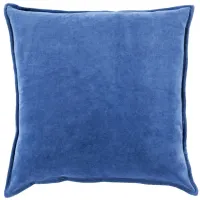 Cotton Velvet 22" Down Throw Pillow in Dark Blue by Surya