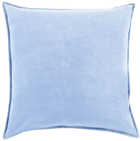 Cotton Velvet 18" Throw Pillow in Bright Blue by Surya