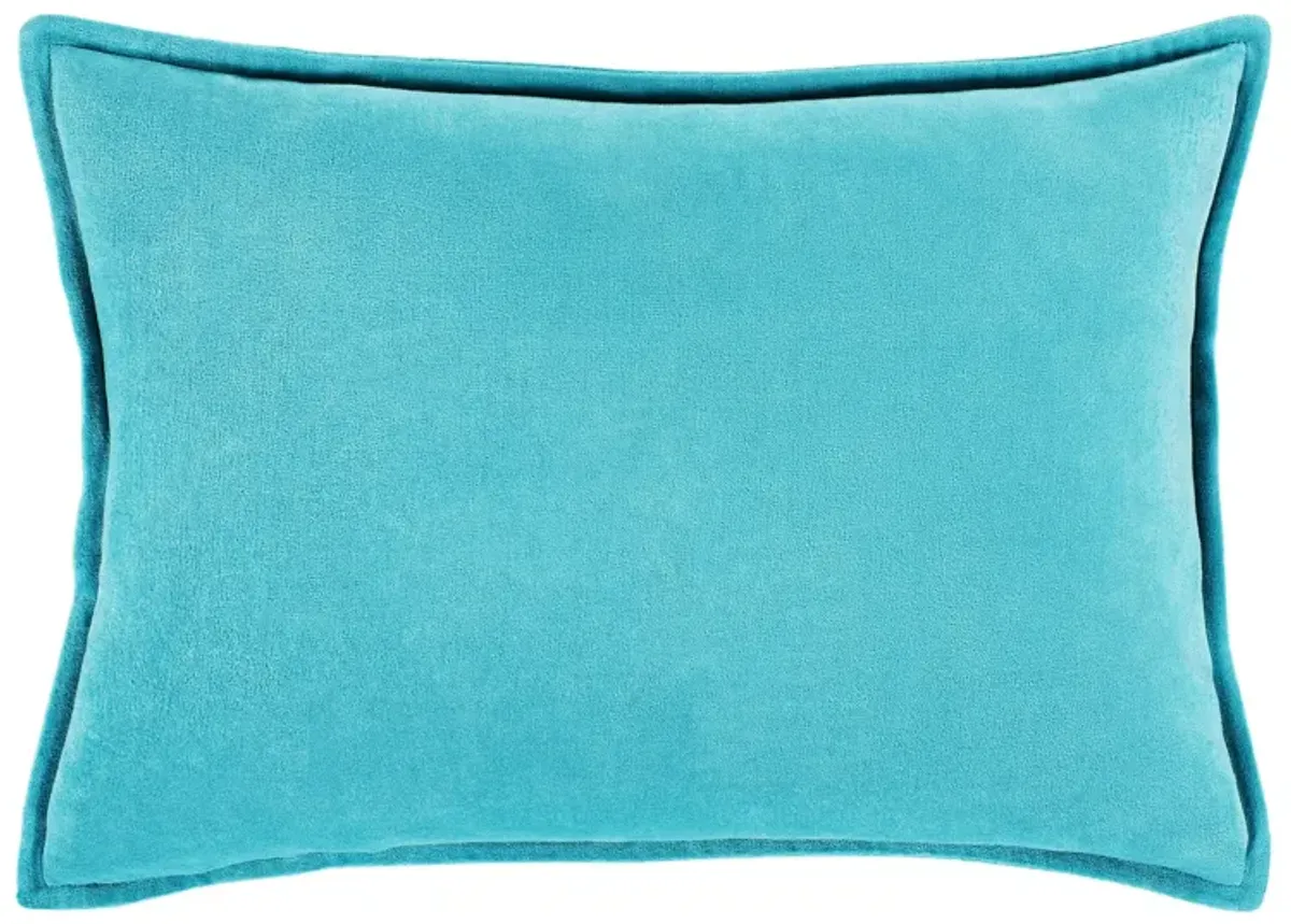 Cotton Velvet 13" x 20" Throw Pillow in Aqua by Surya