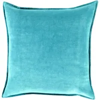 Cotton Velvet 22" Down Throw Pillow in Aqua by Surya