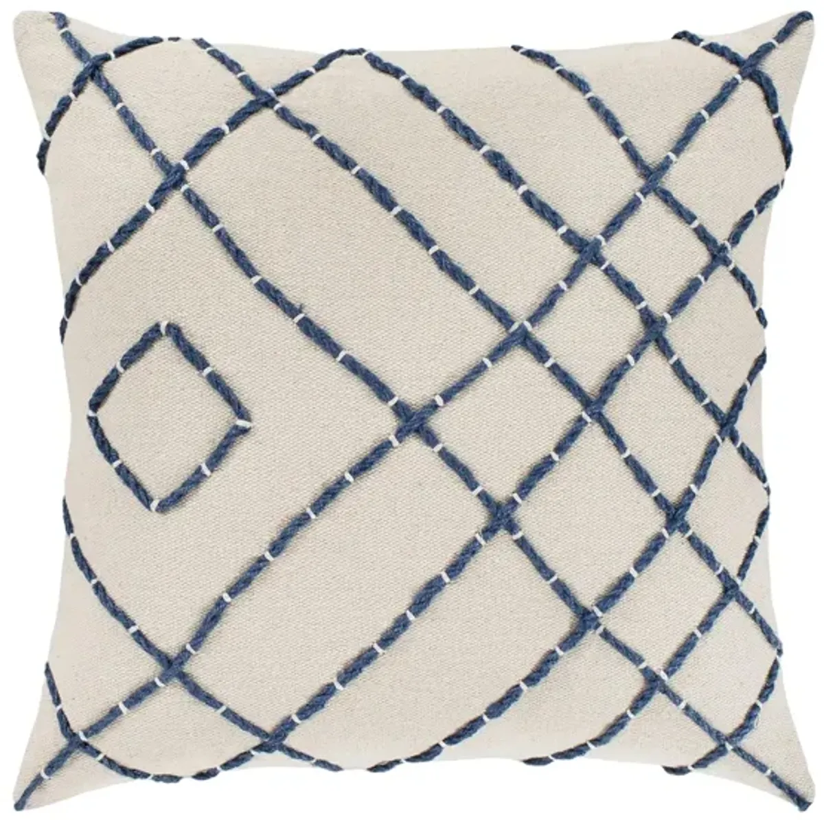 Emilio 18" Throw Pillow in Cream, Khaki, Navy by Surya