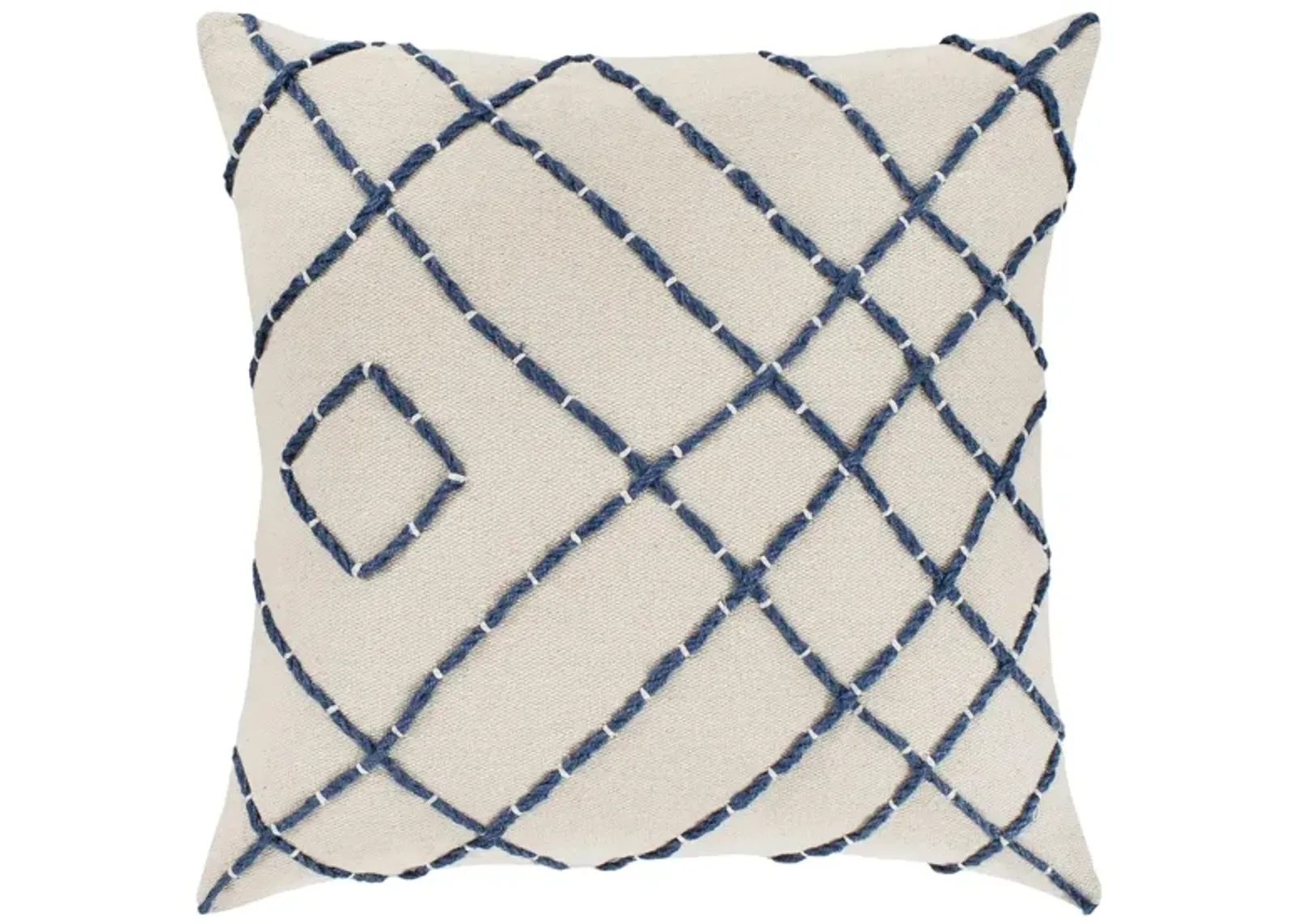 Emilio 18" Throw Pillow in Cream, Khaki, Navy by Surya