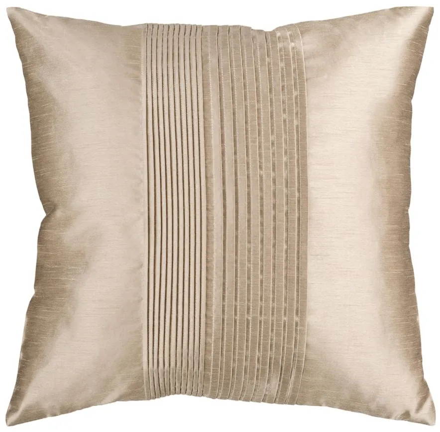 Solid Pleated 18" Down Throw Pillow in Khaki by Surya