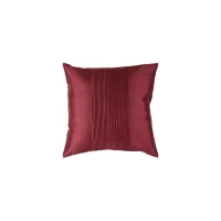 Solid Pleated 18" Throw Pillow in Garnet by Surya