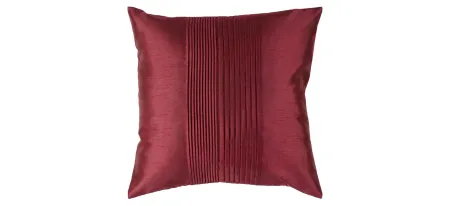 Solid Pleated 22" Throw Pillow in Garnet by Surya