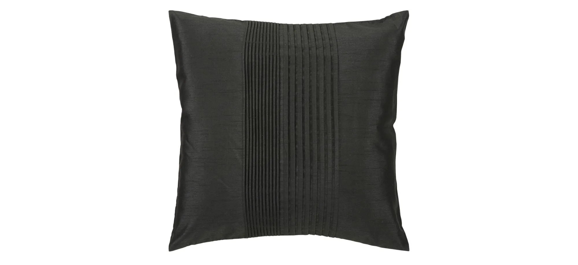 Solid Pleated 22" Down Throw Pillow in Black by Surya