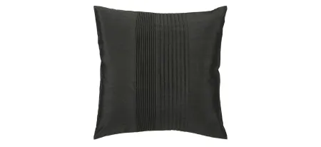 Solid Pleated 22" Throw Pillow in Black by Surya