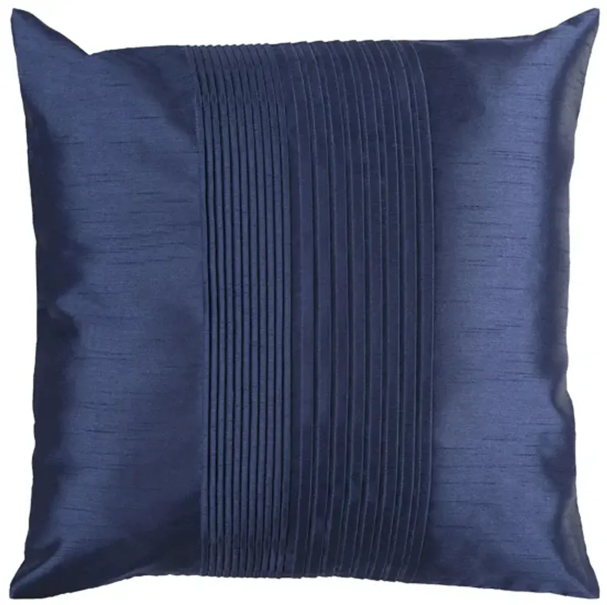 Solid Pleated 22" Throw Pillow in Navy by Surya