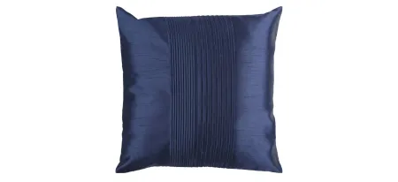 Solid Pleated 22" Throw Pillow in Navy by Surya