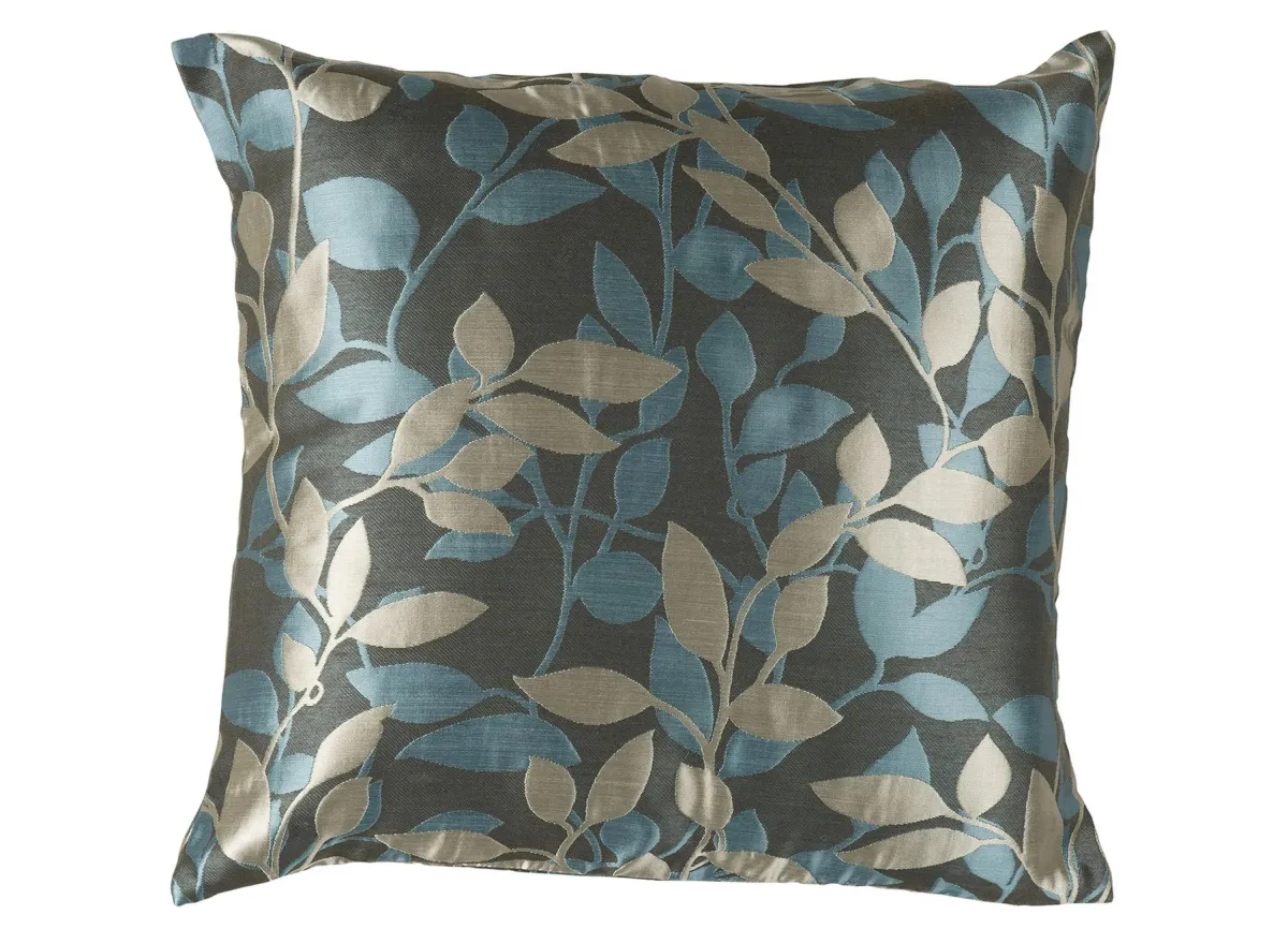 Wind Chime 18" Throw Pillow in Khaki, Aqua, Dark Green by Surya