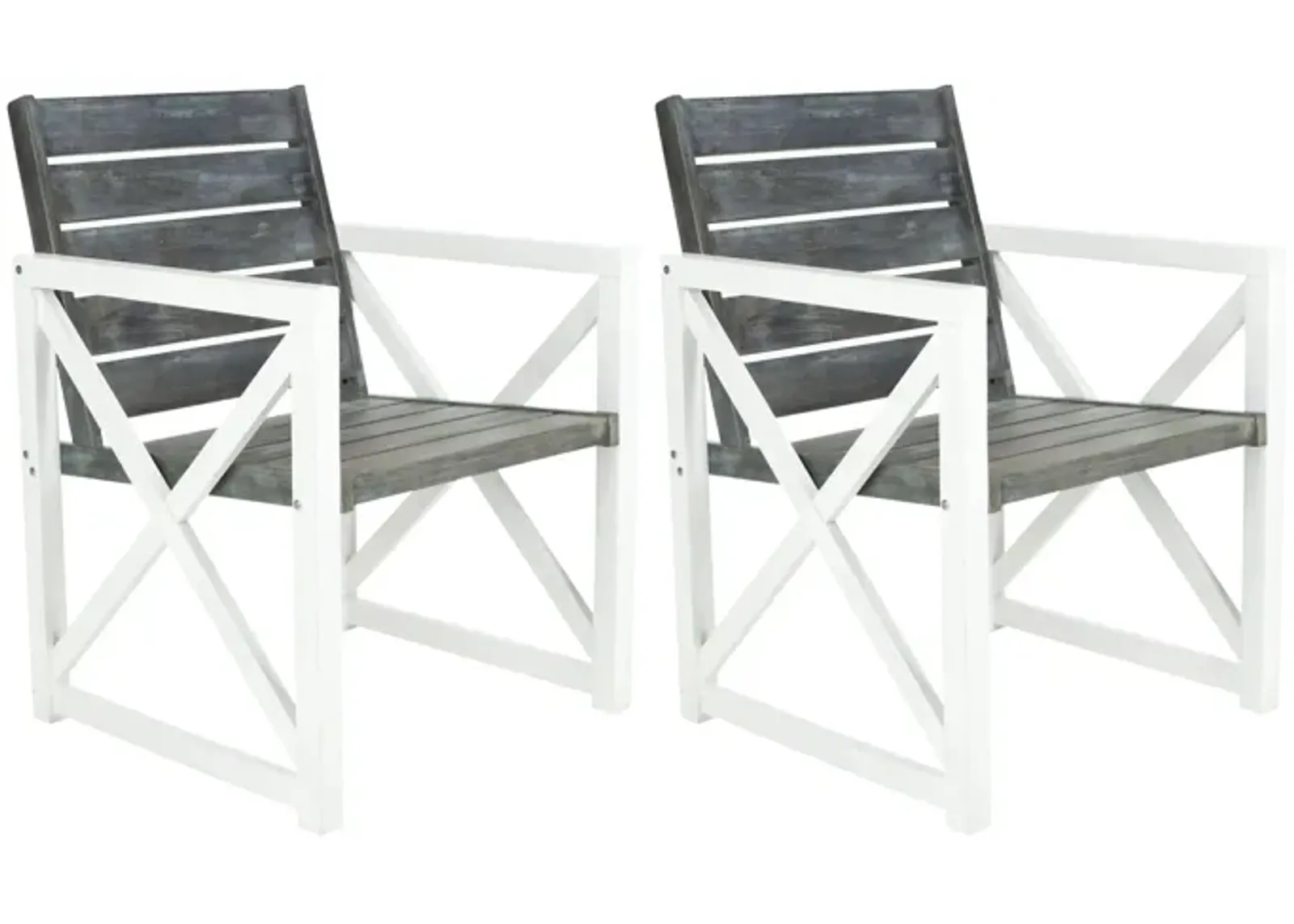 Bertie Outdoor Armchair - Set of 2 in Taupe Stripes by Safavieh