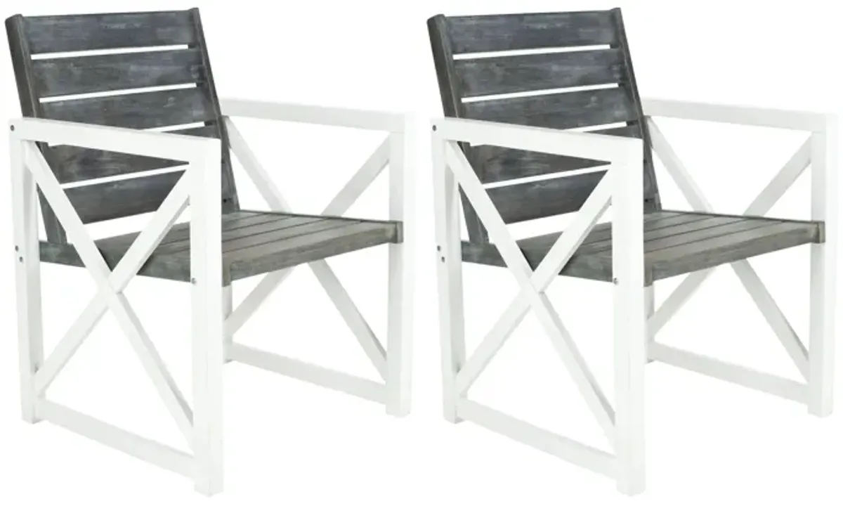 Bertie Outdoor Armchair - Set of 2 in Taupe Stripes by Safavieh