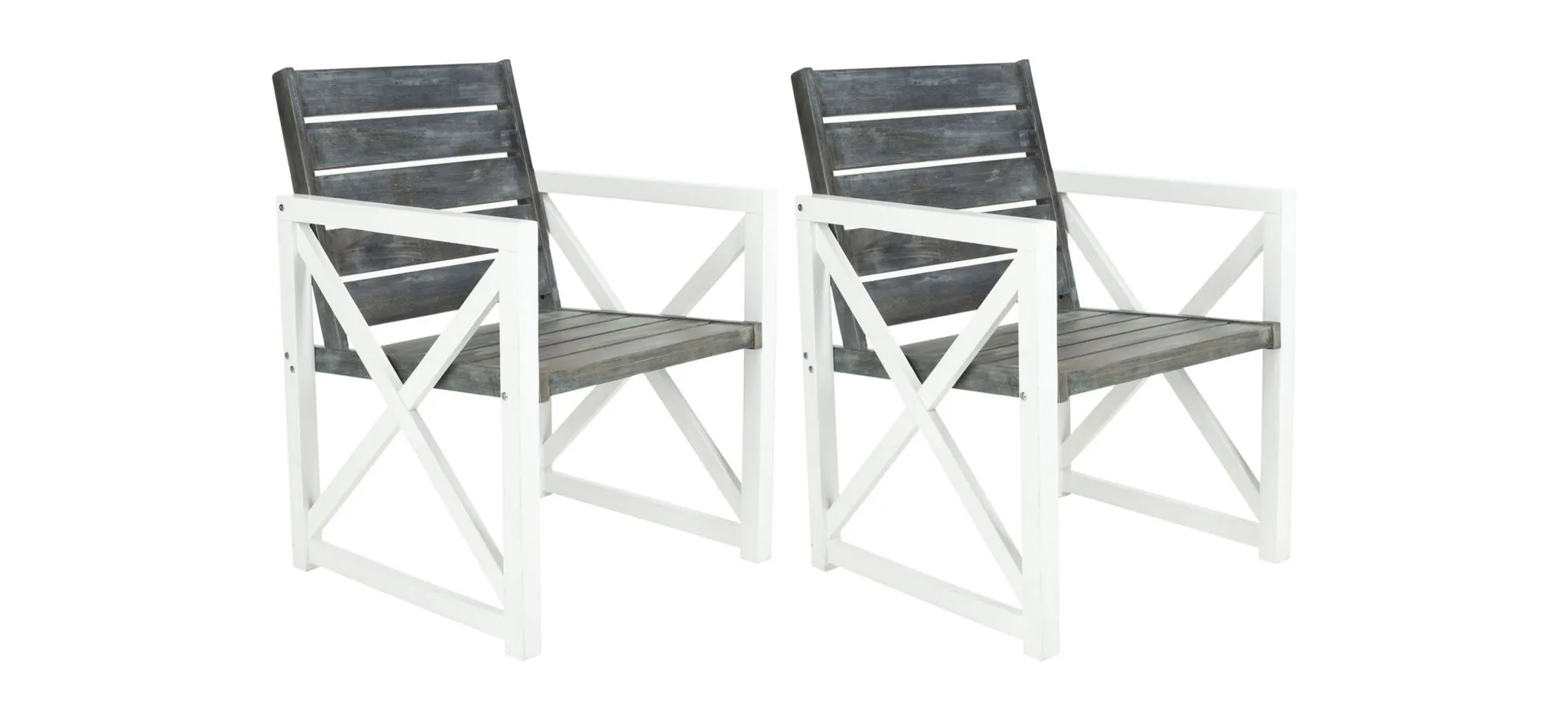 Bertie Outdoor Armchair - Set of 2 in Taupe Stripes by Safavieh