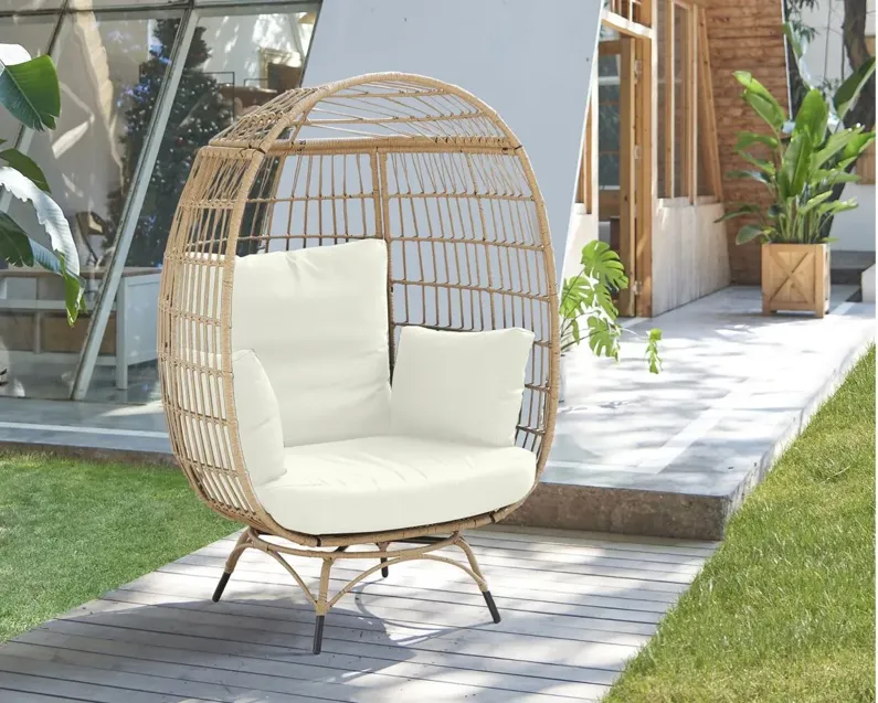 Wixx Outdoor Patio Freestanding Egg Chair in Tobacco by Manhattan Comfort