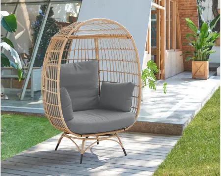 Wixx Outdoor Patio Freestanding Egg Chair in Sandstone by Manhattan Comfort