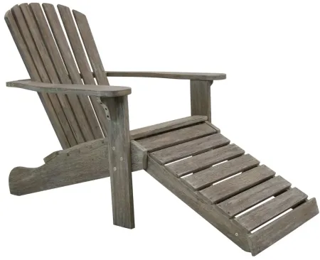 Breeze Outdoor Adirondack Chair With Built-in Stowaway Ottoman in Brown by Outdoor Interiors