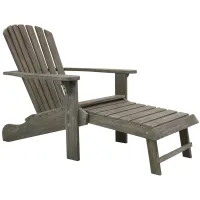Breeze Outdoor Adirondack Chair With Built-in Stowaway Ottoman in Brown by Outdoor Interiors