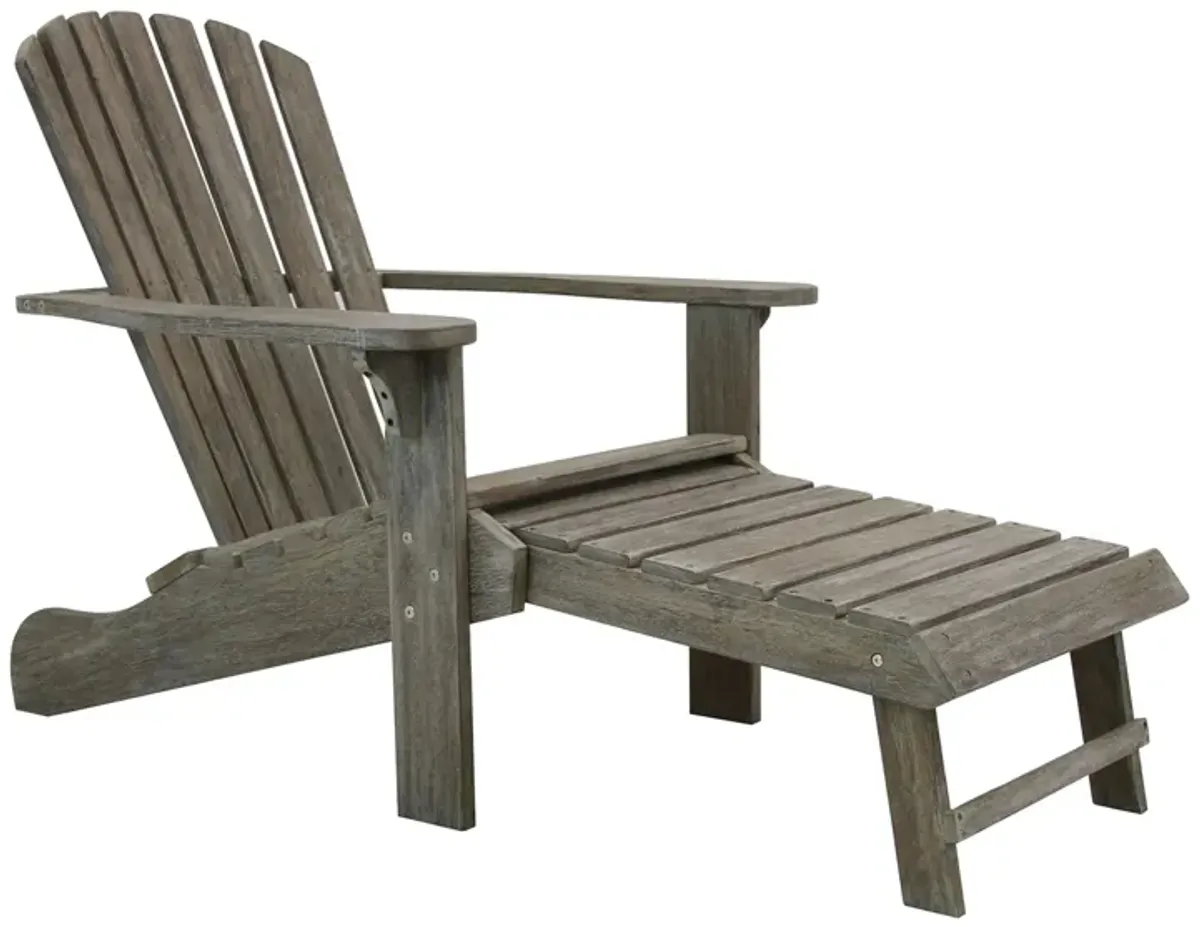 Breeze Outdoor Adirondack Chair With Built-in Stowaway Ottoman in Brown by Outdoor Interiors