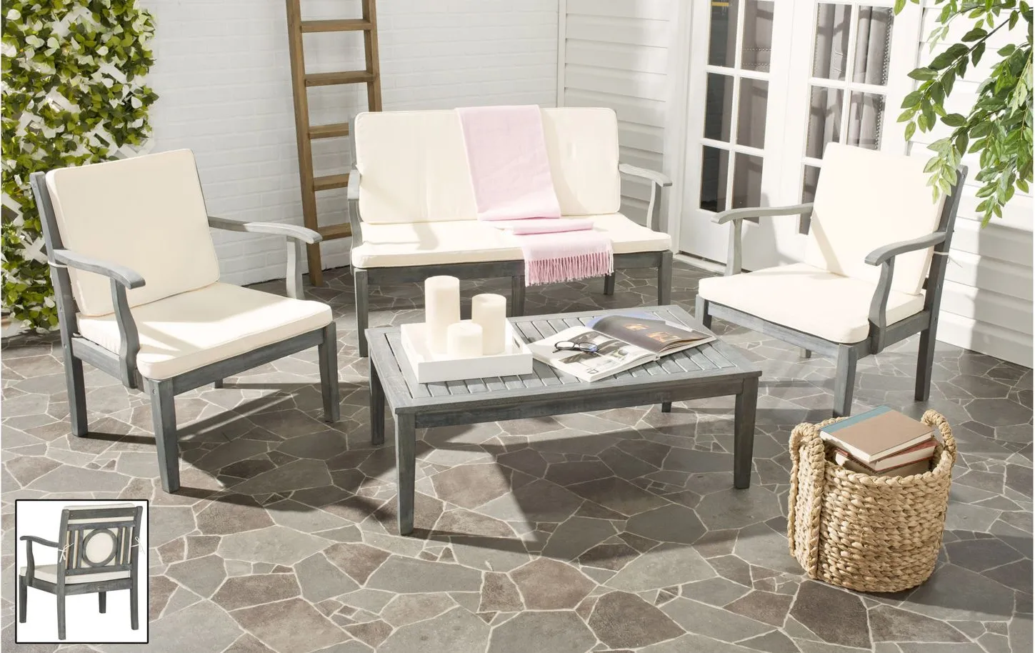 Estonia 4-pc. Patio Set in Brown by Safavieh