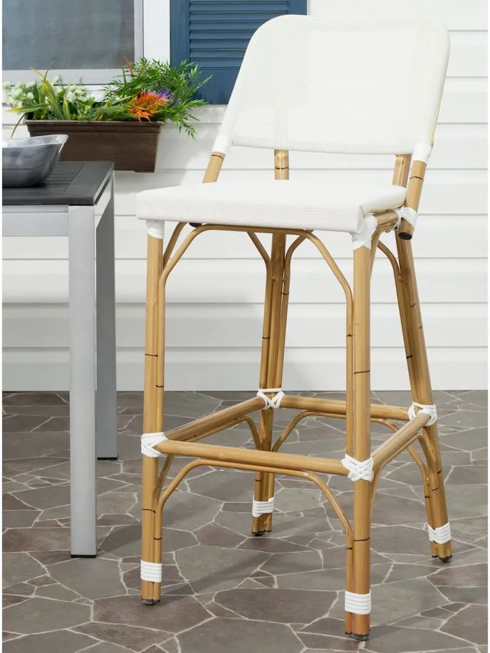 Deltana Indoor/Outdoor Stacking Bar Stool in Black / Beige / White by Safavieh