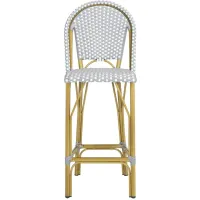 Blaze Outdoor French Bistro Bar Stool in Pearl by Safavieh