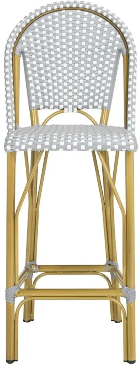 Blaze Outdoor French Bistro Bar Stool in Pearl by Safavieh