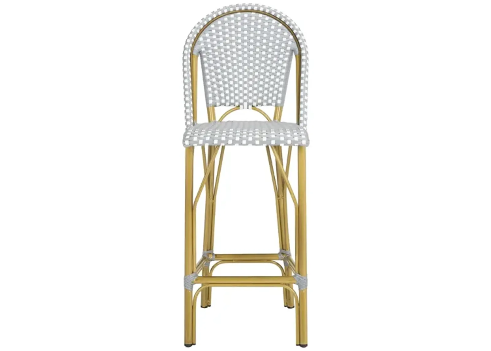 Blaze Outdoor French Bistro Bar Stool in Pearl by Safavieh