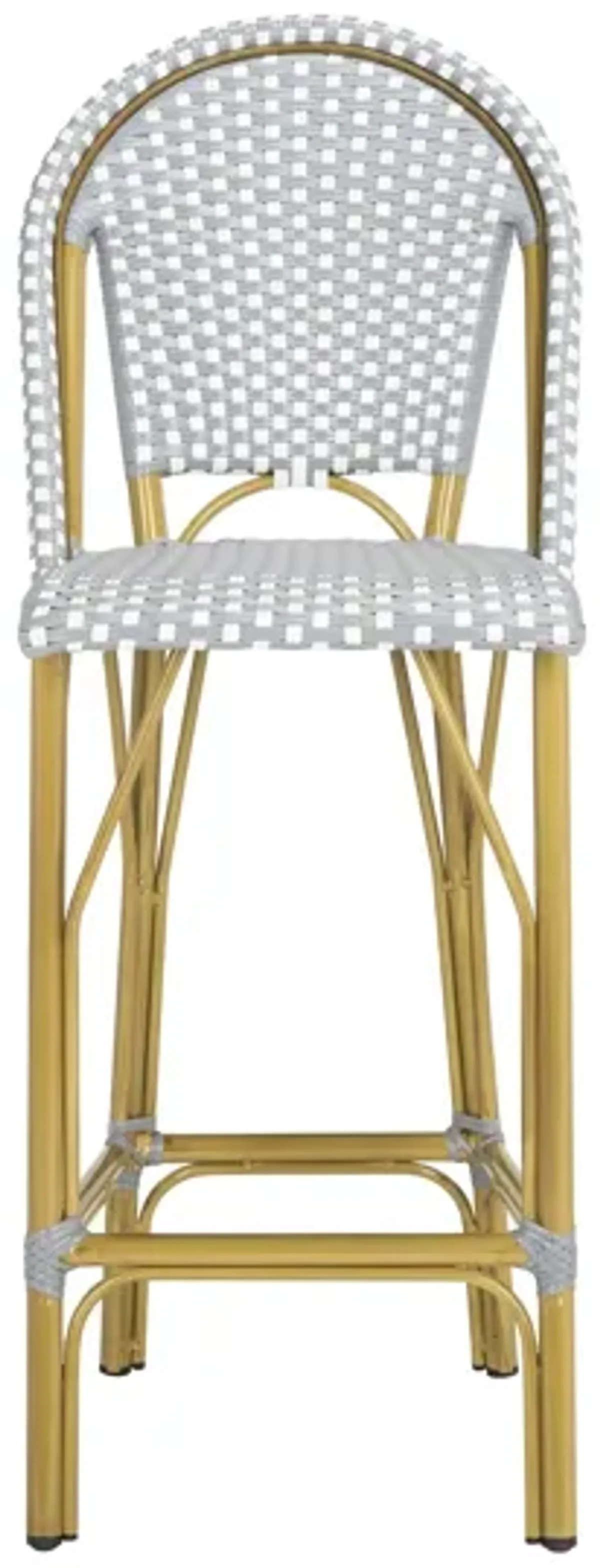 Blaze Outdoor French Bistro Bar Stool in Pearl by Safavieh